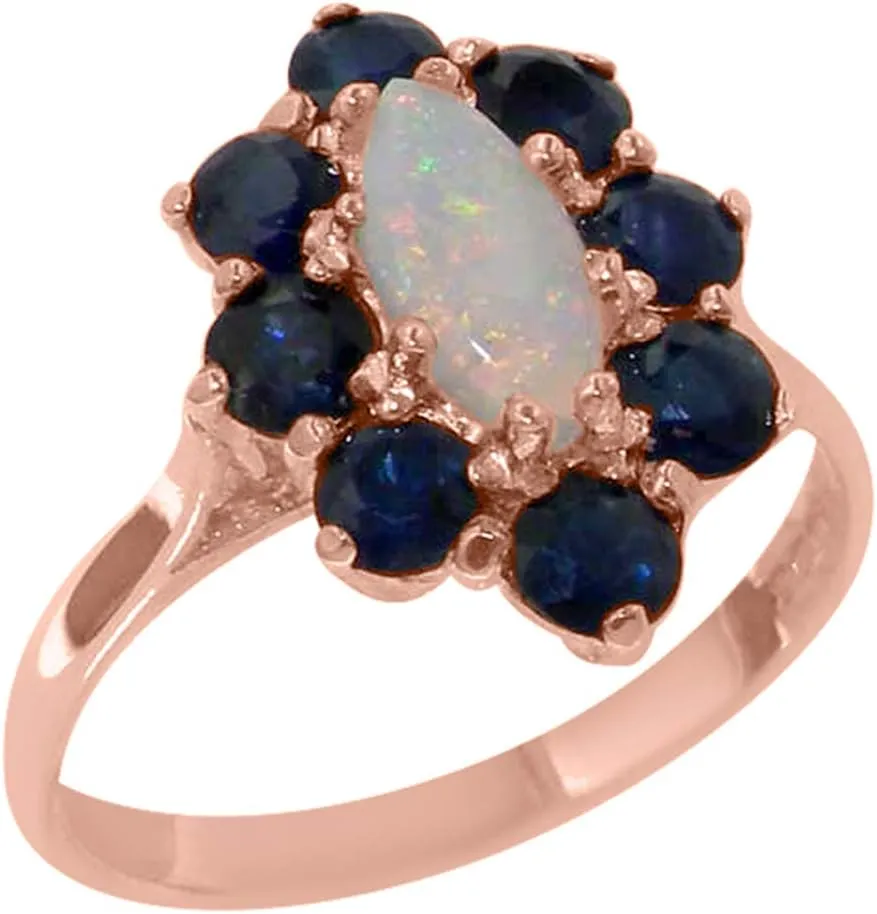 boot groundwater softball persist gesture impose Womens Promise Ring - Size 6 9k Rose Gold Natural Opal & Sapphire 