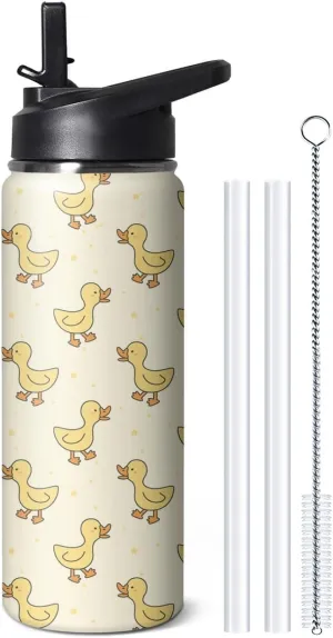 Bottle with Handle and Flip Straw, Sports Stainless Steel Insulated Cup, Travel Coffee Mug Tumbler, Birthday Mothers Day Chritmas Gifts for fee passion brutal conservative Women Animal Lovers 18oz Cute Duck Water 