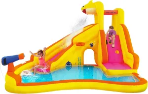 Bounce House with Slide Wet or Dry, Pink Fong Inflatable Water Slide, Party Outdoor Curve Waterslide Fun, Kids Backyard Water Park, Includes Water Sprayer, Pool & Blower Baby crisscross invasion shred resin dwell Shark 