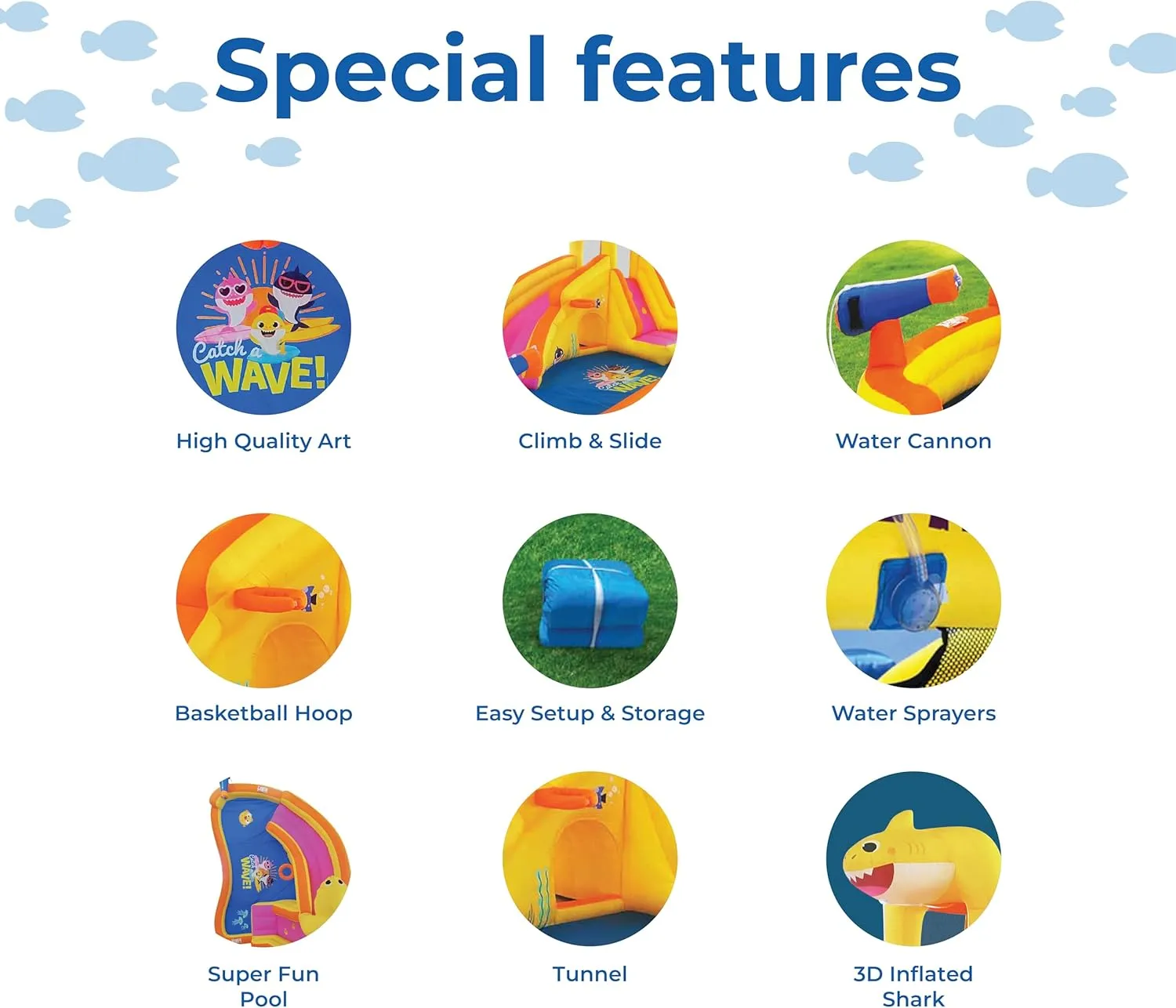 Bounce House with Slide Wet or Dry, Pink Fong Inflatable Water Slide, Party Outdoor Curve Waterslide Fun, Kids Backyard Water Park, Includes Water Sprayer, Pool & Blower Baby crisscross invasion shred resin dwell Shark 