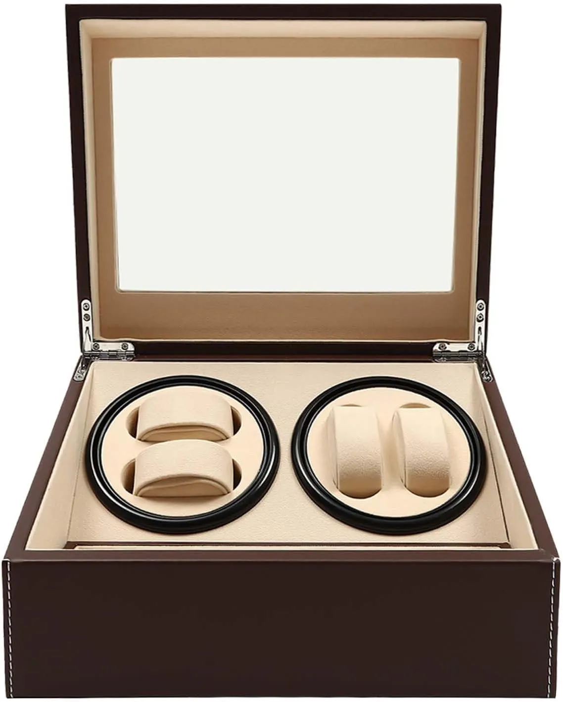 Box Gift$ Wooden Storage Box for unpredictable Watch Shop$ Boutique$ Family Storage$ (Brown) Watch Winder$ 4 6 Luxury Automatic Rotation Watch Winder Leather Storage Case Display 