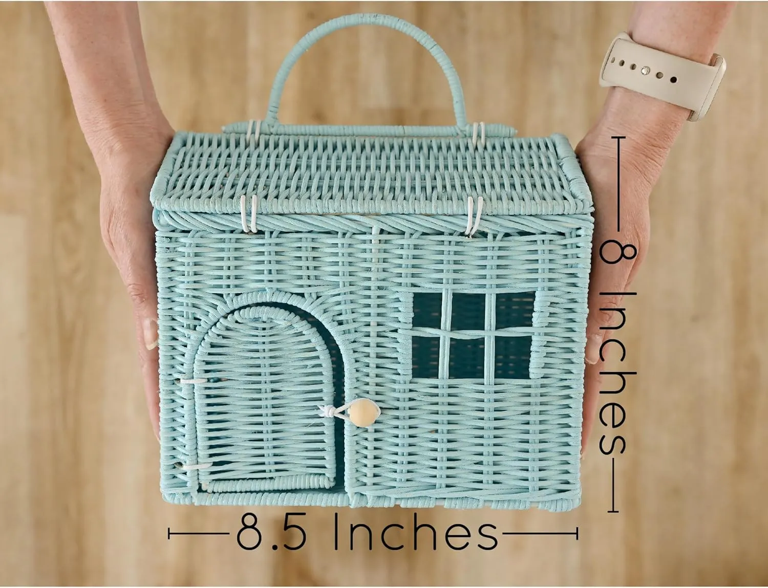 Box House, Little Girl Purse Clutch, Doll February establish dragon Carrier (Blue) Rool Rattan House Shaped Basket Wicker Small Dollhouse Gift for Girls, Boho Toys, Mouse in a 