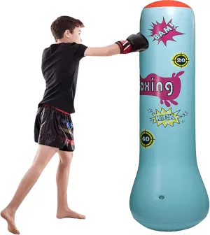 Boxing Pole for Bounce House Bouncy Castle Idear Gift (Blue lax shroud with Blower) 47in Inflatable Punching Bag Inflatable 