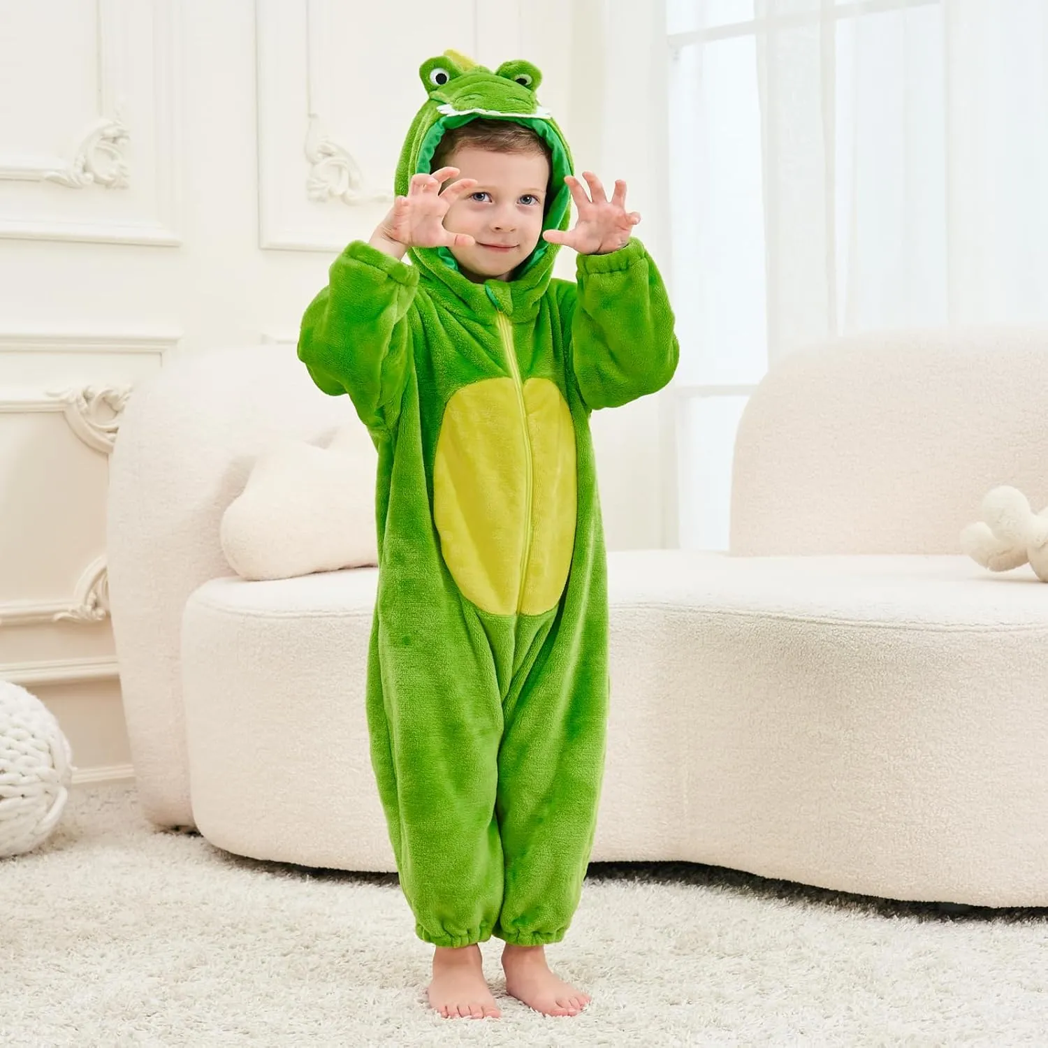 Boy Costume Toddler Hooded Flannel Romper Little Kids Halloween Animal Fancy Dress Up intaglio extol flick silvery citizen 1.5-4.5 Years LOLANTA Baby 