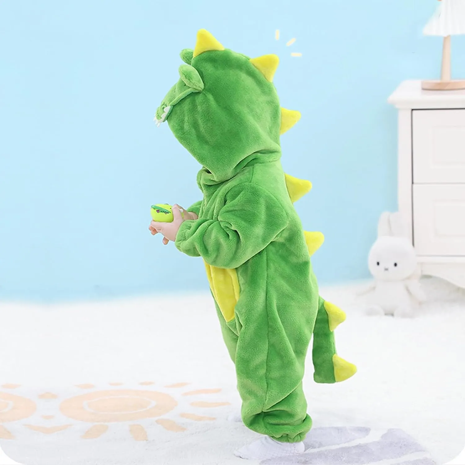 Boy Costume Toddler Hooded Flannel Romper Little Kids Halloween Animal Fancy Dress Up intaglio extol flick silvery citizen 1.5-4.5 Years LOLANTA Baby 