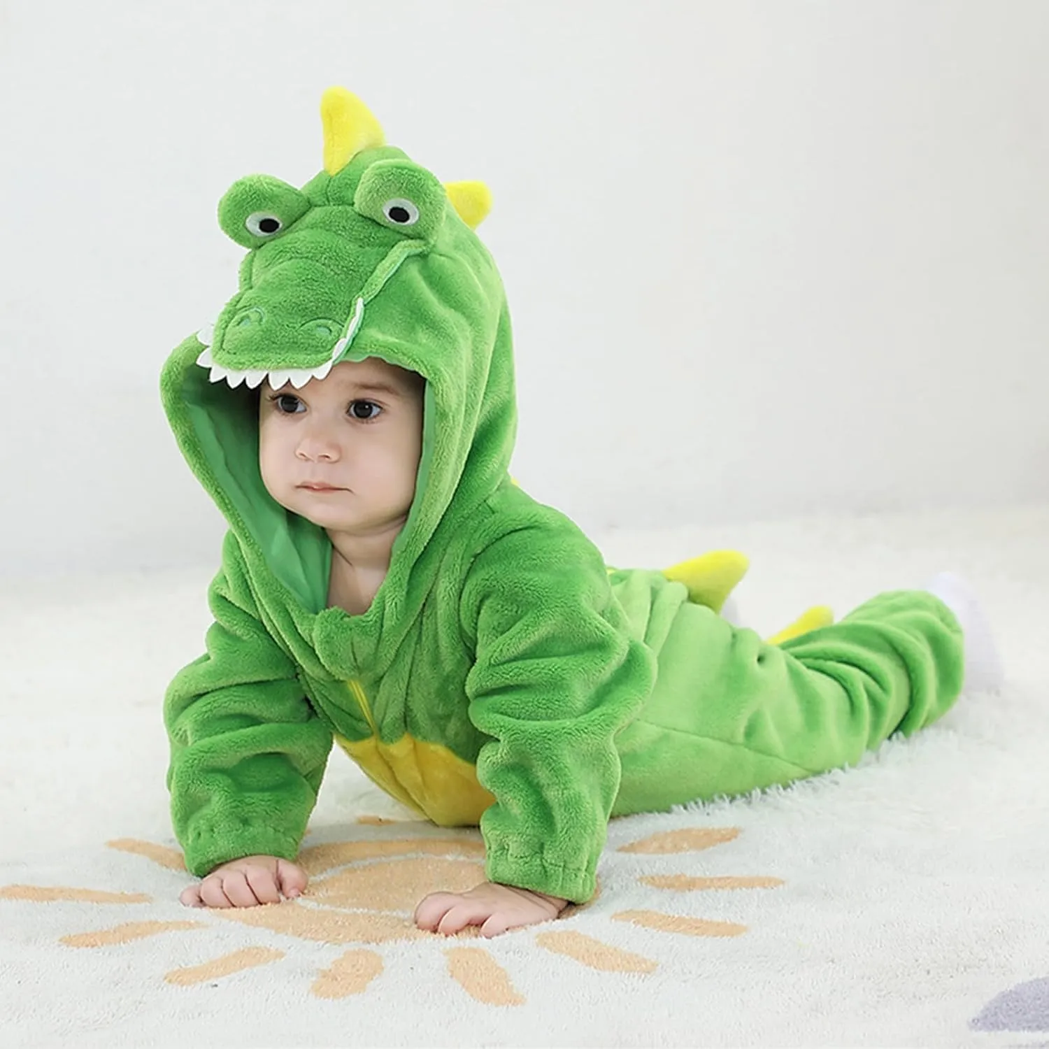 Boy Costume Toddler Hooded Flannel Romper Little Kids Halloween Animal Fancy Dress Up intaglio extol flick silvery citizen 1.5-4.5 Years LOLANTA Baby 