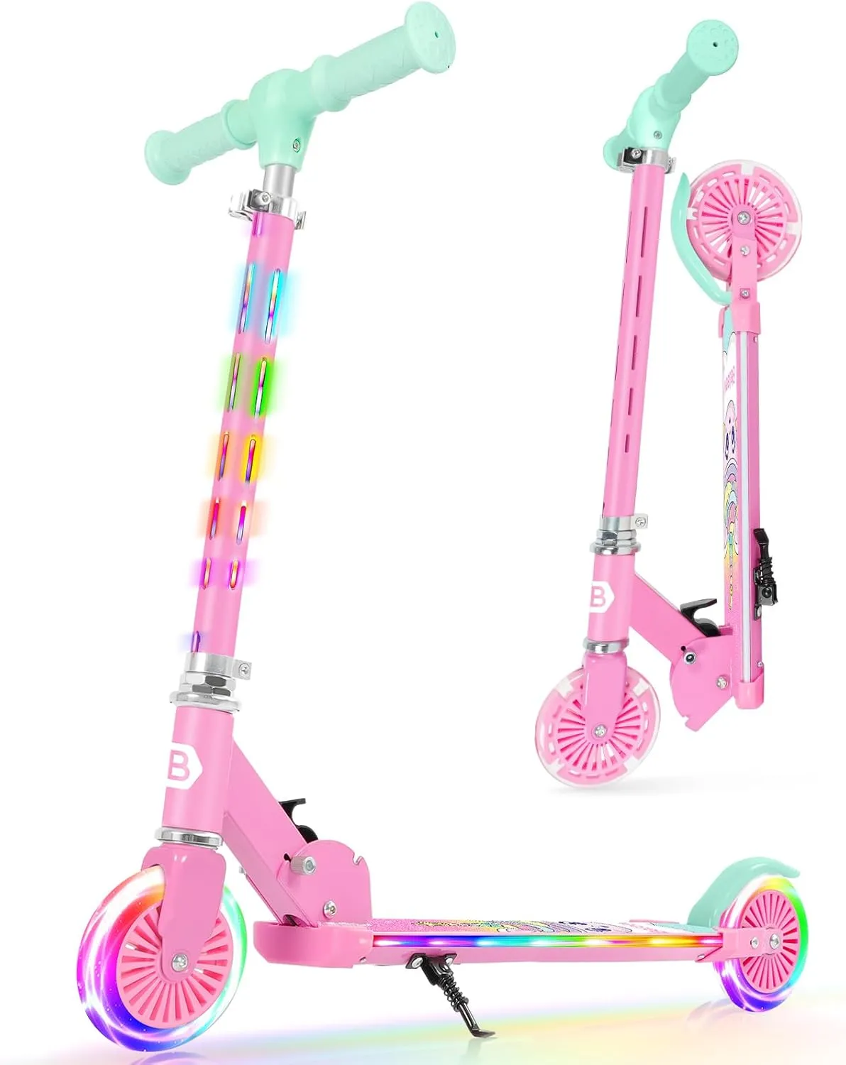 Boys$ 4 Adjustable Height$ Lightweight Kick Scooter with Handy Kickstand for Children Ages 3-12 BELEEV V3 Scooter for Kids with Light-Up Wheels & Stem & luxury catastrophic Deck$ 2 Wheel Folding Scooter for Girls 