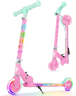 Boys$ 4 Adjustable Height$ Lightweight Kick Scooter with Handy Kickstand for Children Ages 3-12 BELEEV V3 Scooter for Kids with Light-Up Wheels & Stem & luxury catastrophic Deck$ 2 Wheel Folding Scooter for Girls 