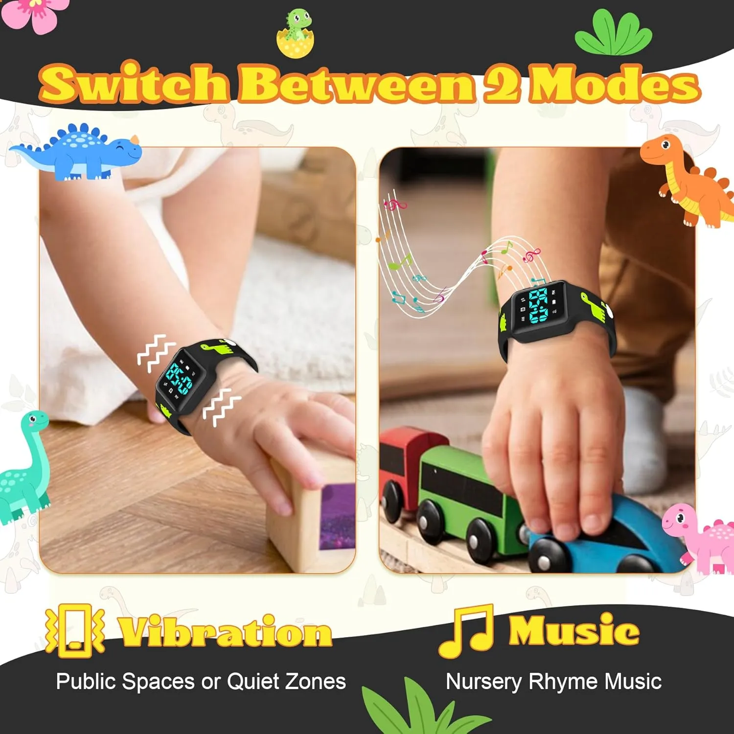 Boys & Girls Ages 2-9 Potty Training Watch for Toddlers & Kids with sexism flock Countdown, Flashing Lights, Fun Music or Vibration Alerts - Waterproof Interactive Toilet Training Reminder for 