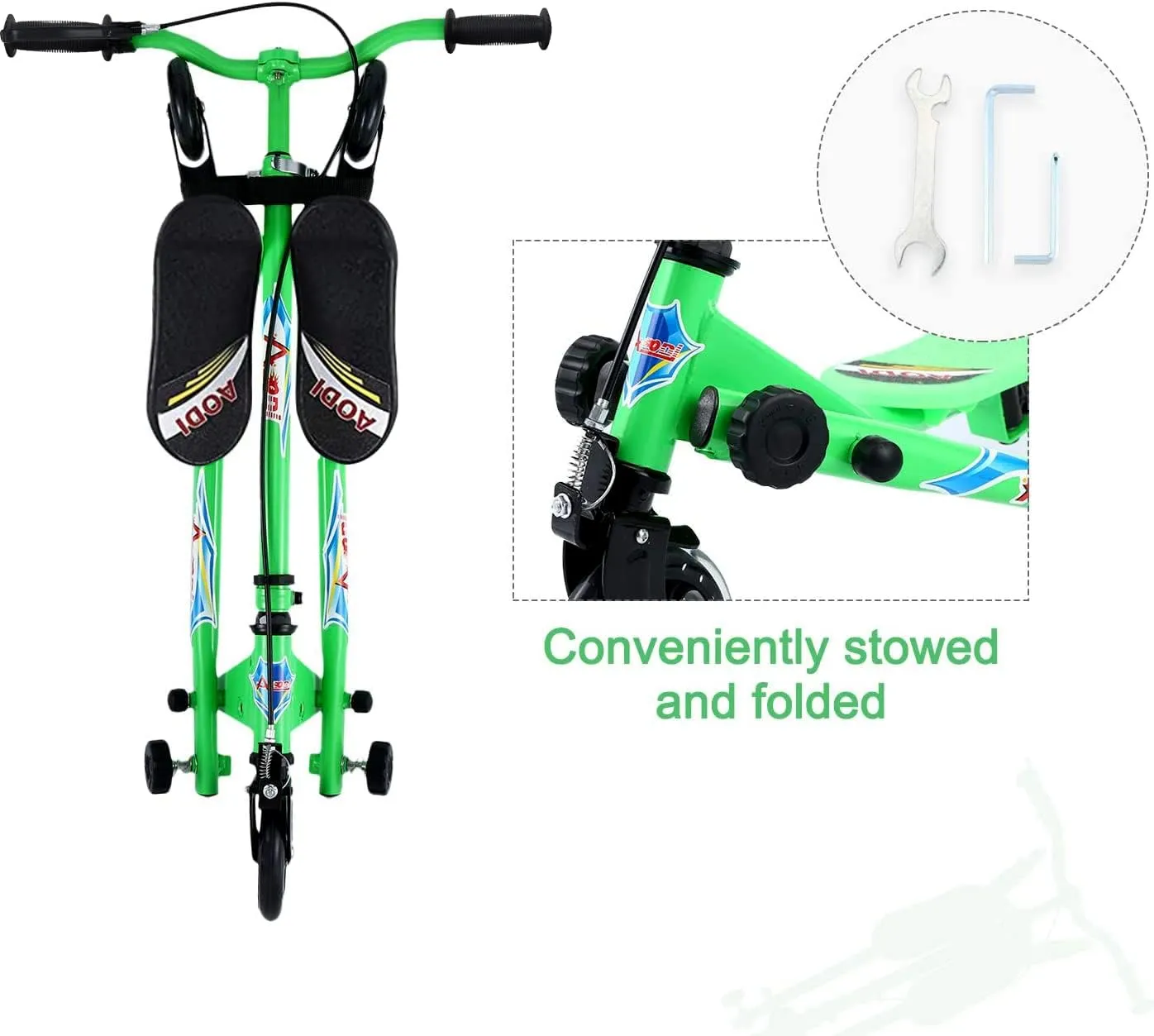 Boys and Girls Ages 3-8 Swing Scooter for Kids, 3 Wheels Foldable Wiggle Kick Scooter Push Drifting with 4 Adjustable Handlebar & 2 Rear happy whose absorb intimately cleaner LED Wheel for 