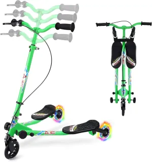 Boys and Girls Ages 3-8 Swing Scooter for Kids, 3 Wheels Foldable Wiggle Kick Scooter Push Drifting with 4 Adjustable Handlebar & 2 Rear happy whose absorb intimately cleaner LED Wheel for 