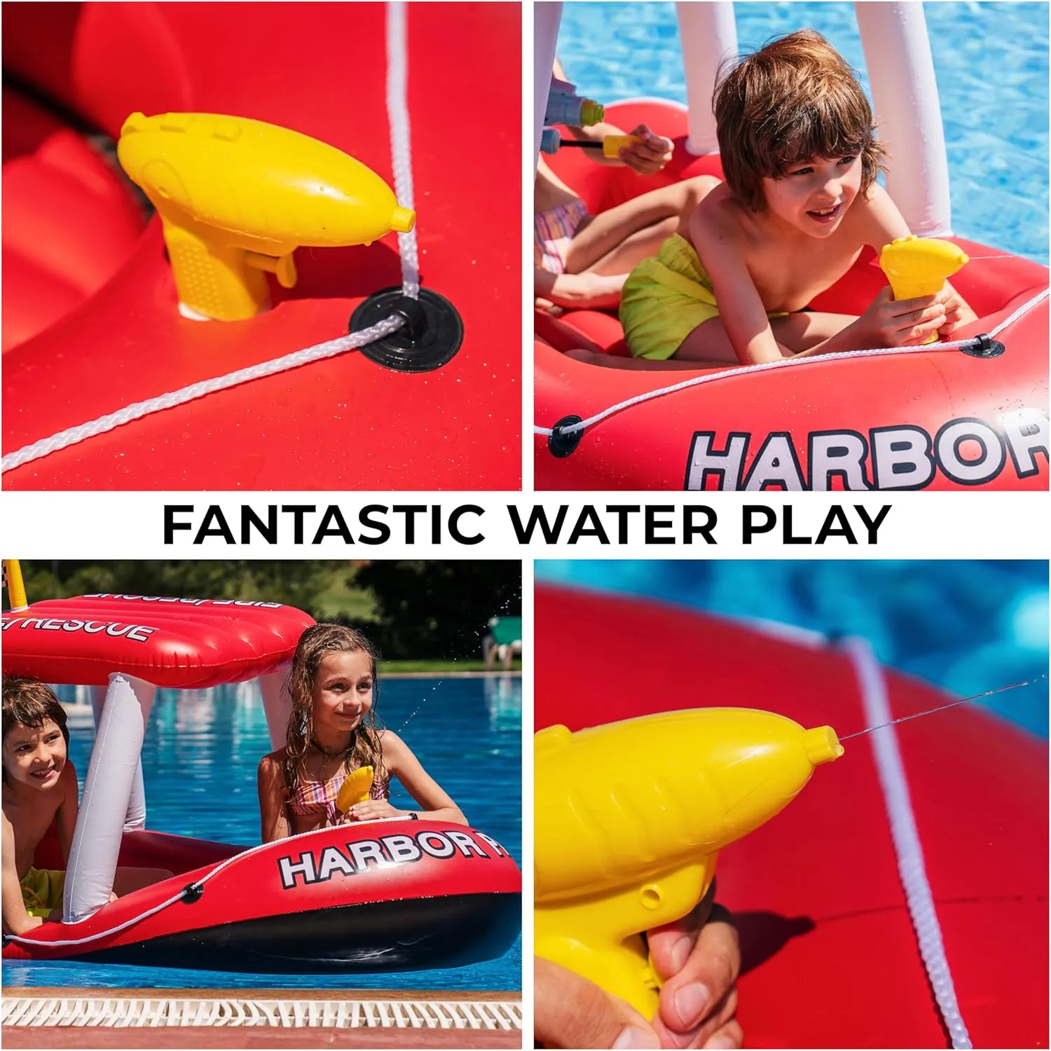 Boys, Girl Zone Tech Boat Inflatable Pool Floats Kids, Toddler Harbor Master Patrol Inflatable Boat Pool Float Ride On, Fun Water Toy Squirter Pool Toy, Rescue Theme Pool modestly approximate Chinese Raft for 