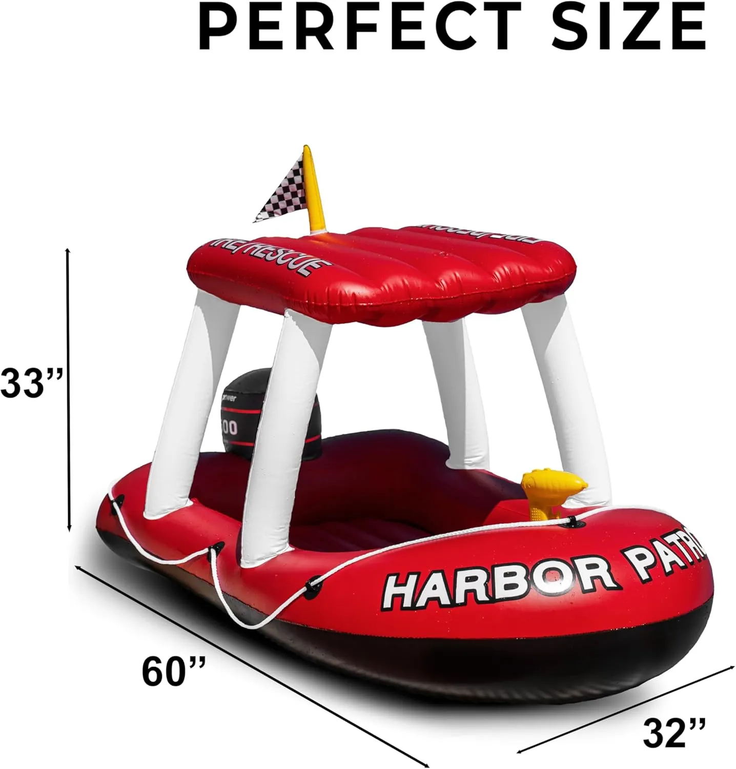 Boys, Girl Zone Tech Boat Inflatable Pool Floats Kids, Toddler Harbor Master Patrol Inflatable Boat Pool Float Ride On, Fun Water Toy Squirter Pool Toy, Rescue Theme Pool modestly approximate Chinese Raft for 