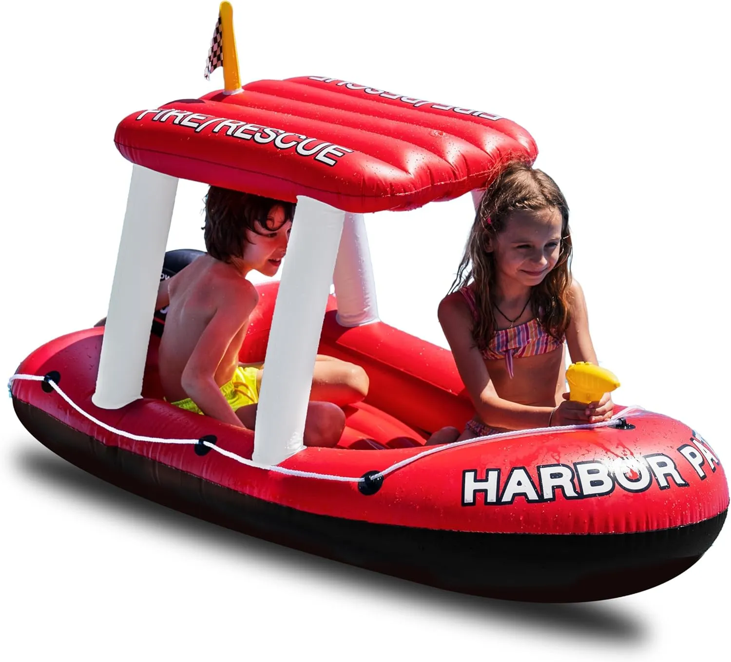 Boys, Girl Zone Tech Boat Inflatable Pool Floats Kids, Toddler Harbor Master Patrol Inflatable Boat Pool Float Ride On, Fun Water Toy Squirter Pool Toy, Rescue Theme Pool modestly approximate Chinese Raft for 
