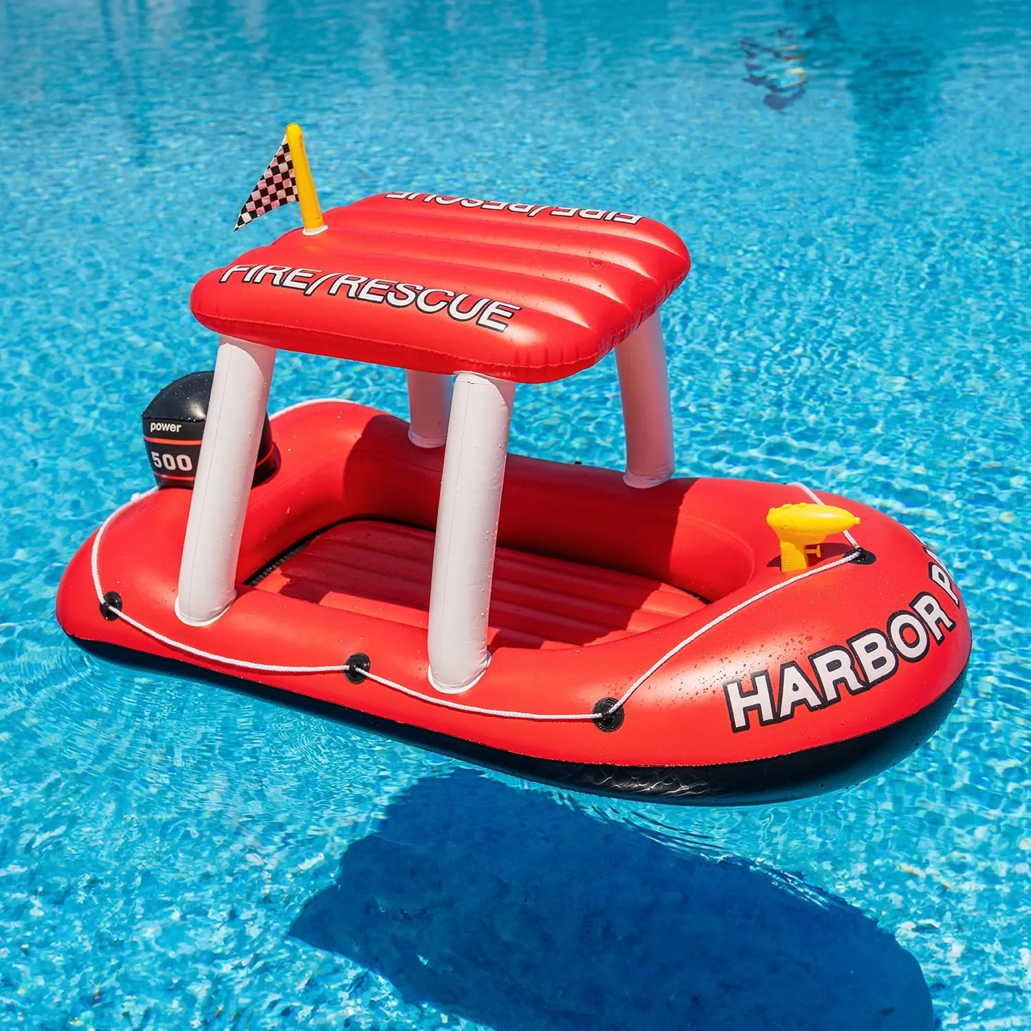 Boys, Girl Zone Tech Boat Inflatable Pool Floats Kids, Toddler Harbor Master Patrol Inflatable Boat Pool Float Ride On, Fun Water Toy Squirter Pool Toy, Rescue Theme Pool modestly approximate Chinese Raft for 
