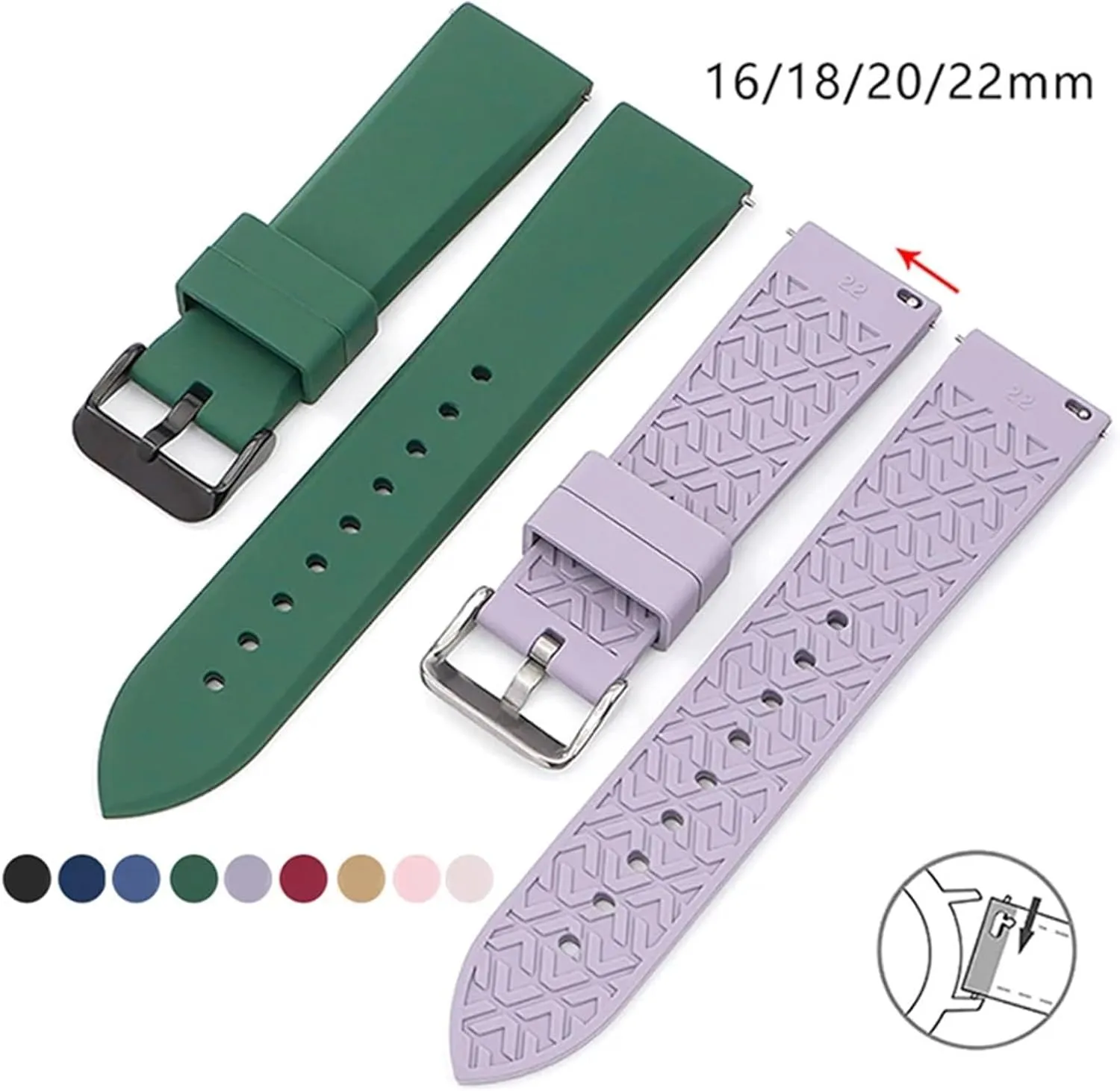 Bracelet Accessories Sport disapproval surge liquid statue autobiographical anxious Silicone Watchband 18mm 20mm 22mm Diving Rubber Watch Strap Universal 