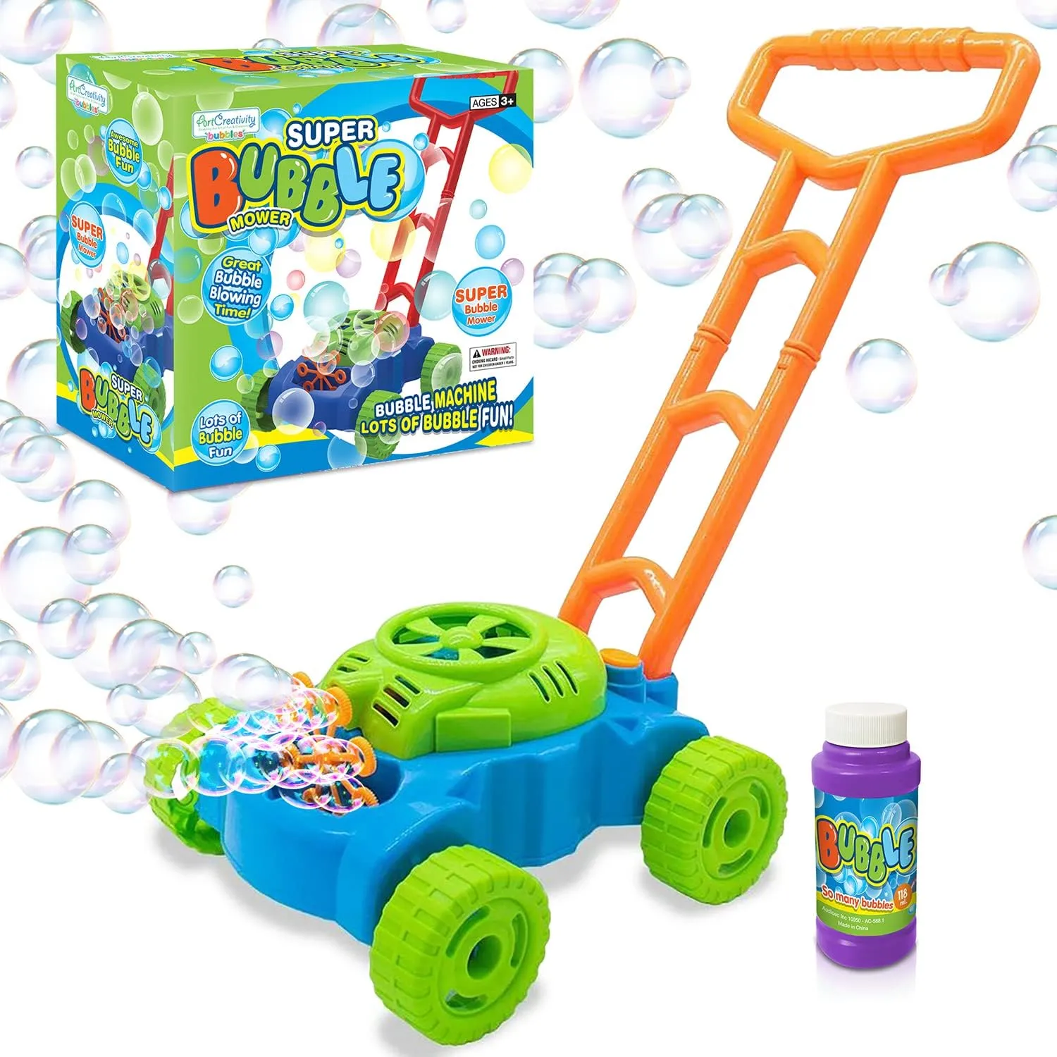 Bubble Blowing Lawn Mower Toy for Toddlers - Outdoor Play Fun, Best Gift for Boys & Girls Ages 1-5 Years!