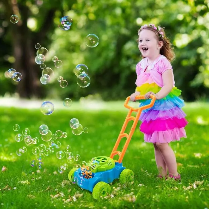 Bubble Blowing Lawn Mower with Bubble Solution