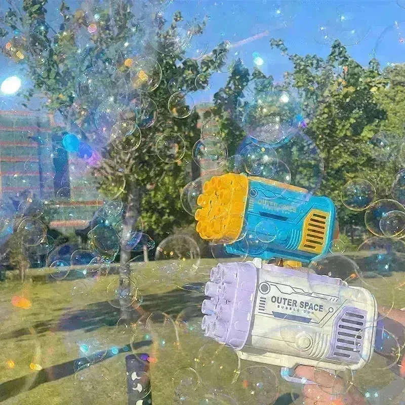 Bubble Gun Rocket 69 Holes Soap Blower With Light