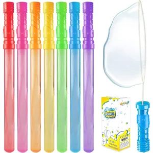 Bubble Wands 28 Pack 14 Inch Big Bubble Wands Bulk (7 Colors) Non-Toxic Odorless Bubble Toys for Kids Birthday Party Favors Wedding Summer Outdoor Pool Activities Bathroom Bath Toys
