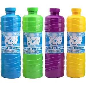 BubblePlay Bubble Solution Refills - 4 Pack for Kids 32oz Bubble Solution Refills, Bubble Wand, Bubble Machine, Fun Bubble Blowing Products for Ages 3 and Up - Colors May Vary