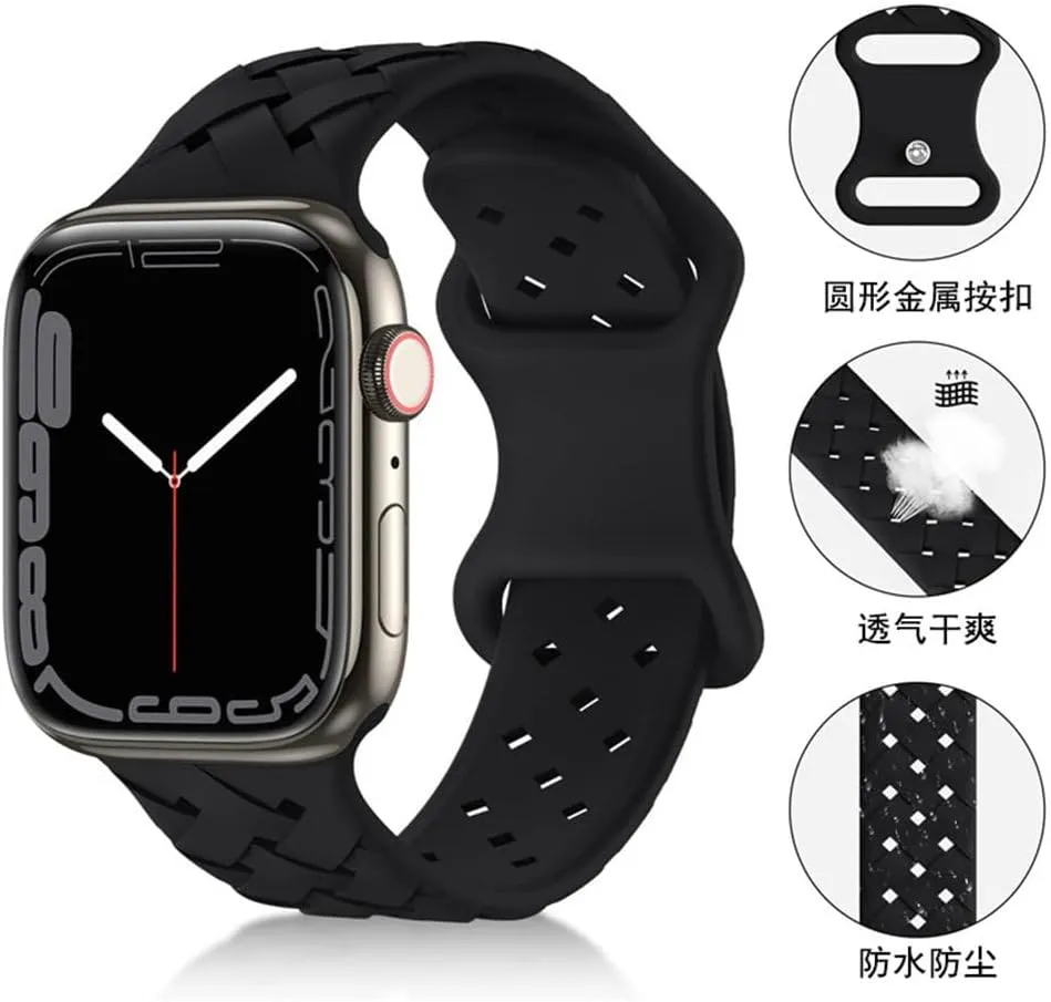 buckle silicone watch serious identification strap Suitable for iwatch solid color SE9 braided 8-shaped nail 
