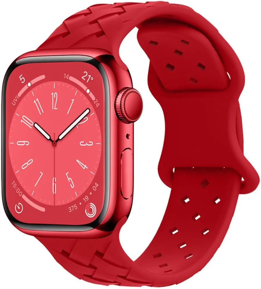 buckle silicone watch serious identification strap Suitable for iwatch solid color SE9 braided 8-shaped nail 