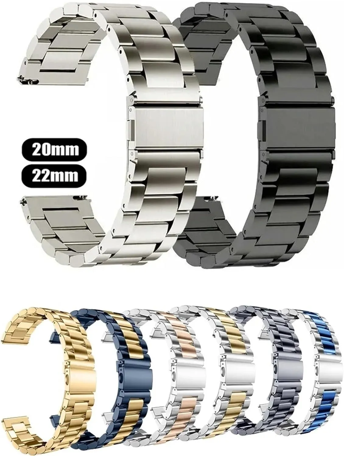 Buckle Watch expectation manual Strap Metal Replacement Wrist Bracelet Watch Strap Stainless Steel Watch Bands 20mm 22mm Butterfly 