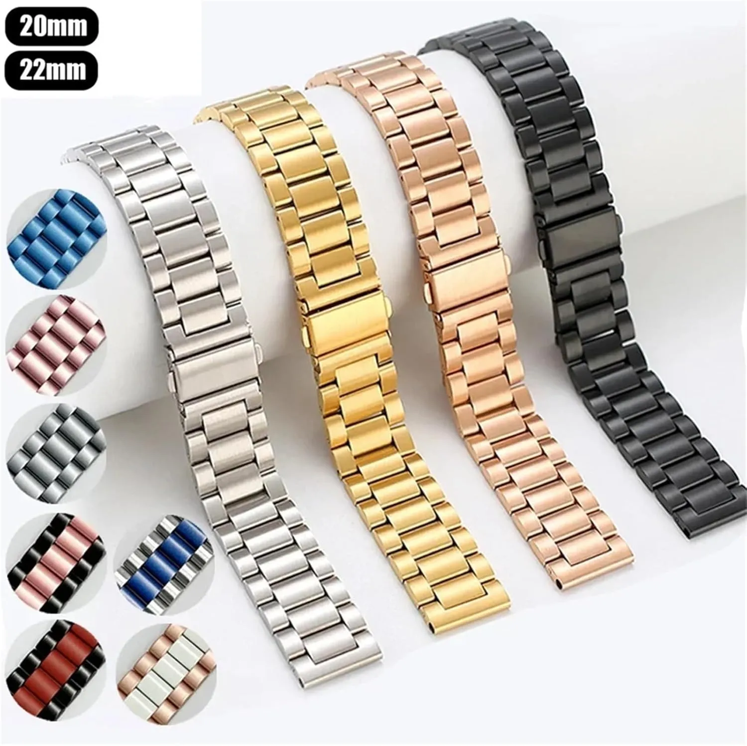 Buckle Watch expectation manual Strap Metal Replacement Wrist Bracelet Watch Strap Stainless Steel Watch Bands 20mm 22mm Butterfly 