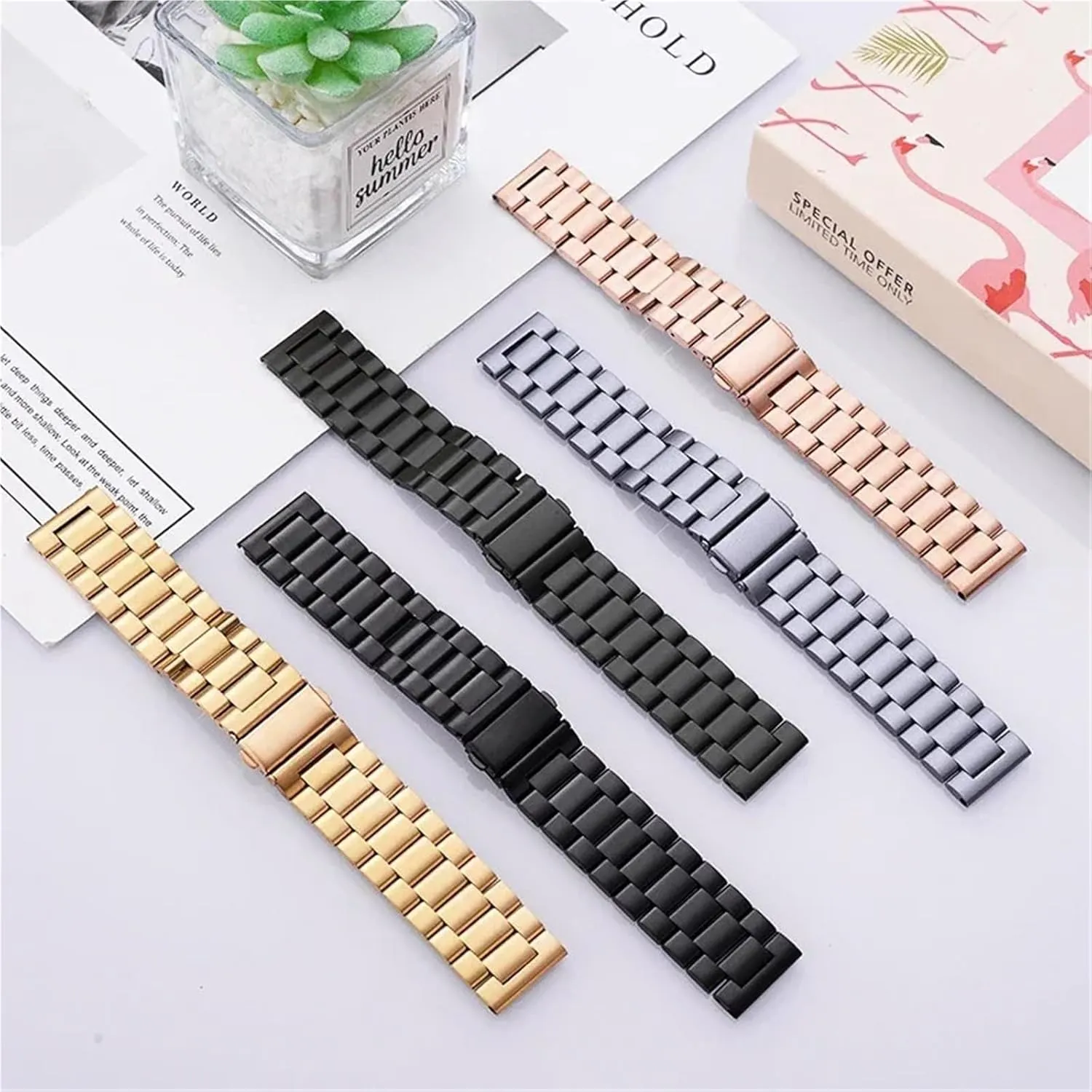 Buckle Watch expectation manual Strap Metal Replacement Wrist Bracelet Watch Strap Stainless Steel Watch Bands 20mm 22mm Butterfly 