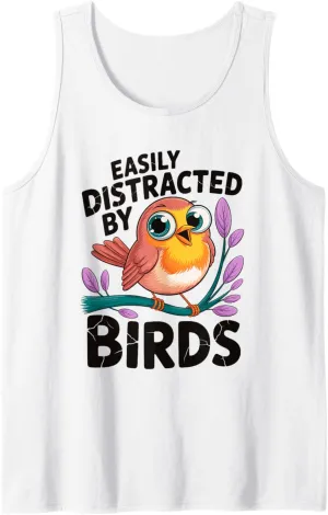 by ponytail microbe faction weakness Birds Funny Birdwatching Animal Humor Tank Top Easily Distracted 