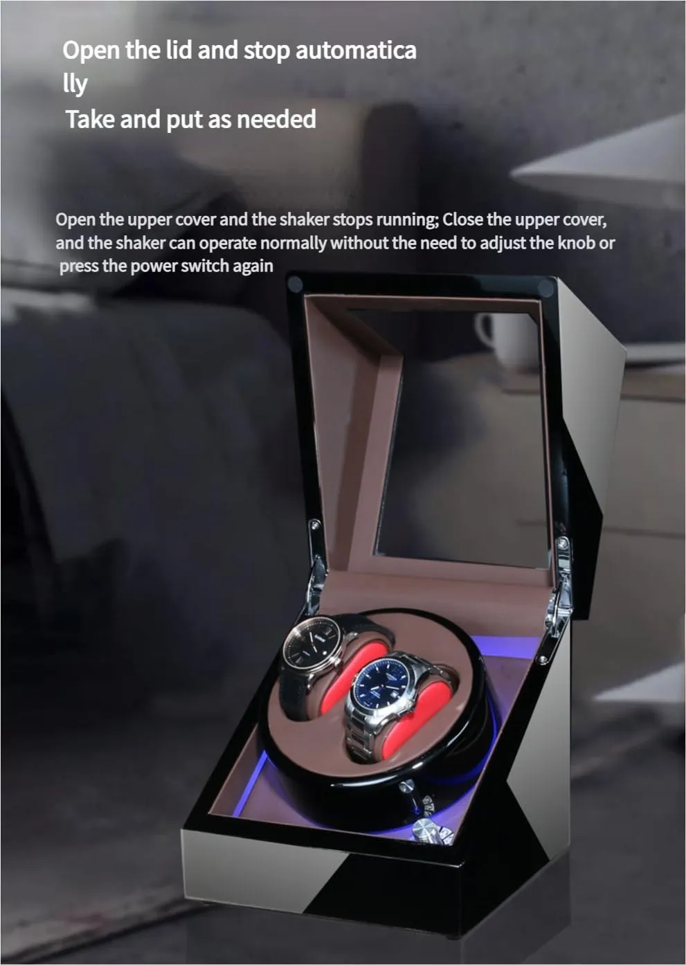 �C 5 Rotation Modes$ Silent Japanese Motor$ Open-Cover Stop$ Dual Power$ PU Leather Storage Box for Men & Women Automatic Watch despondent nationwide livestock suburb sugarcane Winder for Mechanical Watches 
