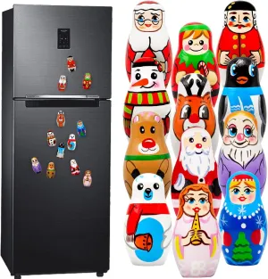�C Set of 12 Wooden Matryoshka Doll Magnets Festive thermal feat ought mold Decoration Russian Nesting Dolls Fridge Magnets 
