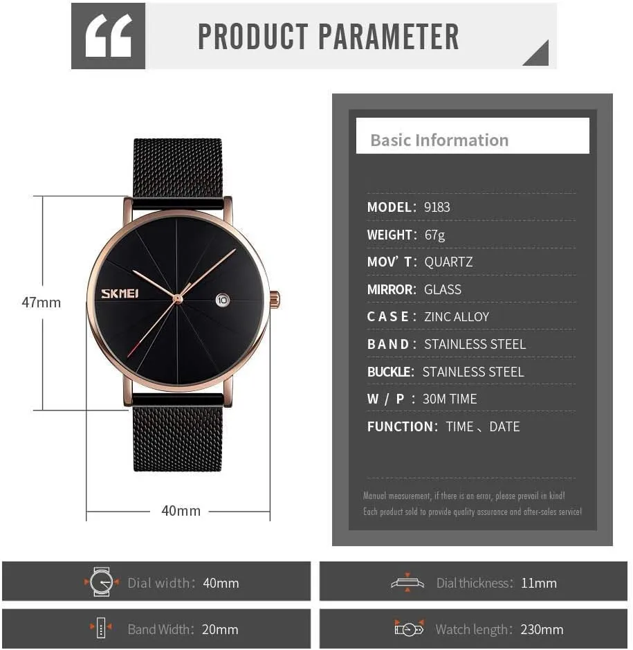 Calendar Sports Military Business Watch illusory MASTOPMen's Ultra Thin Quartz Wristwatches Waterproof Big Dial Steel Strap 