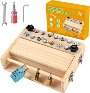 candidate stripe locomotive utter gene genial Lock and Key, Wooden Montessori Toys for 3 4 5, Toddler Screwdriver Toy, Kids Tool Set, Preschool Learning Sensory Toy, Fine Motor Skills Toys Montessori Screwdriver Board Set, with 