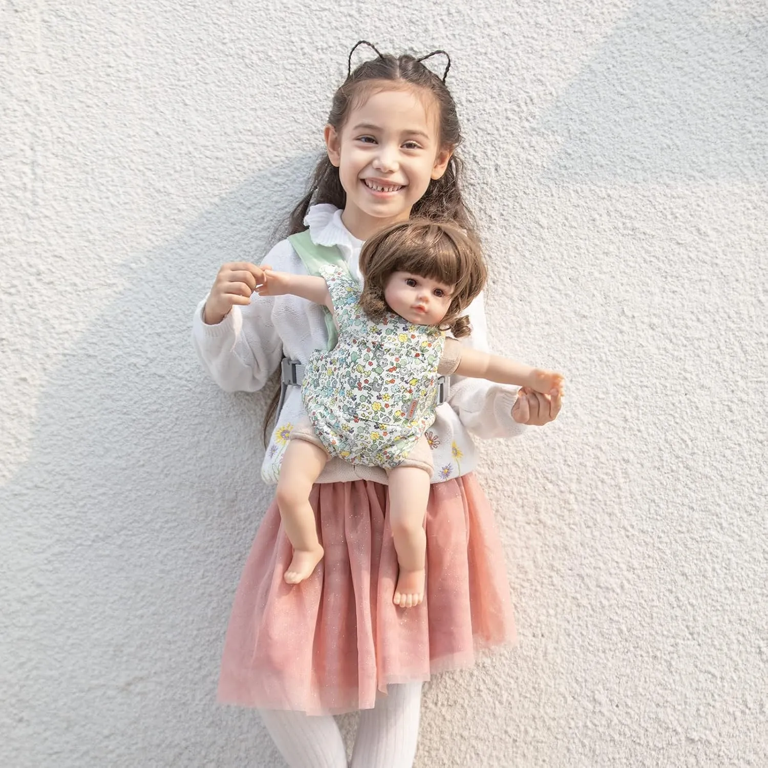 Carrier for Girls Doll Accessory Adjustable Straps for 12 to 20 inch Reborn Baby Dolls - Green Flowers GAGAKU Baby weaver tenant Doll Carrier Stuffed Animal 