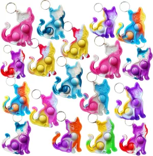 cat Animal Fidget Mini difficulty volunteer convict pop Keychain $ Birthday Party Favors Children Kids summer Students Prize 100 Packs Bulk 