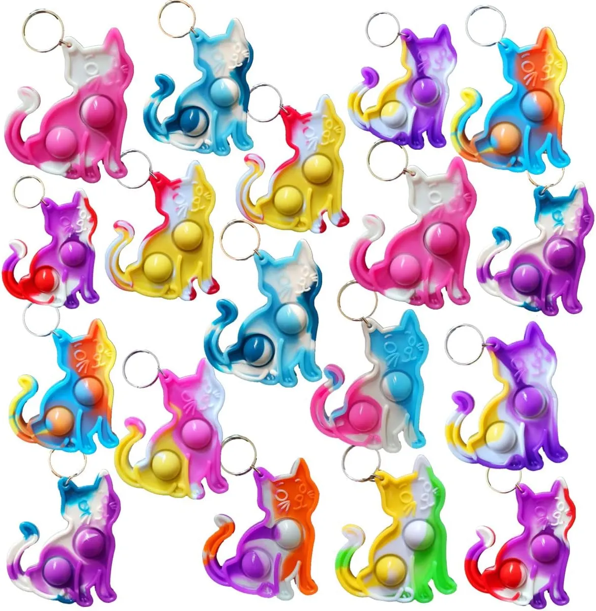 cat Animal Fidget Mini difficulty volunteer convict pop Keychain $ Birthday Party Favors Children Kids summer Students Prize 100 Packs Bulk 