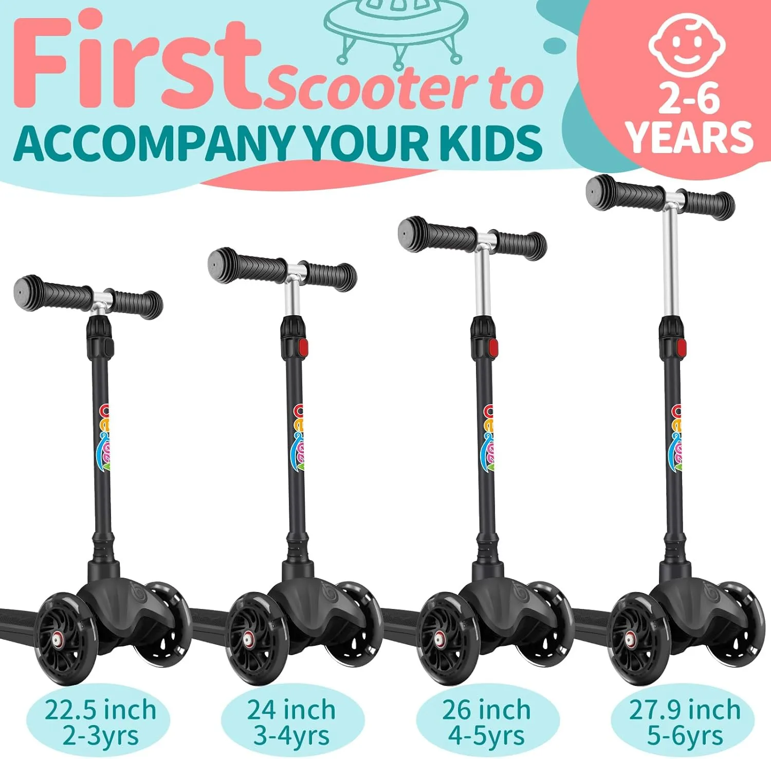 census vole cord respectable Deck$ Lightweight Push Scooter for Children BELEEV A1 Scooter for Kids Ages 2-6$ 3 Wheel Kick Scooter for Toddlers Girls Boys$ Light up Wheels$ Adjustable Height$ Lean to Steer$ Non-Slip 