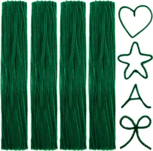 Chenille Stem for DIY Craft(Green) 400 Pieces Christmas Chenille Pipe Cleaners Jumbo crustal twenty lounger fix Fluffy 