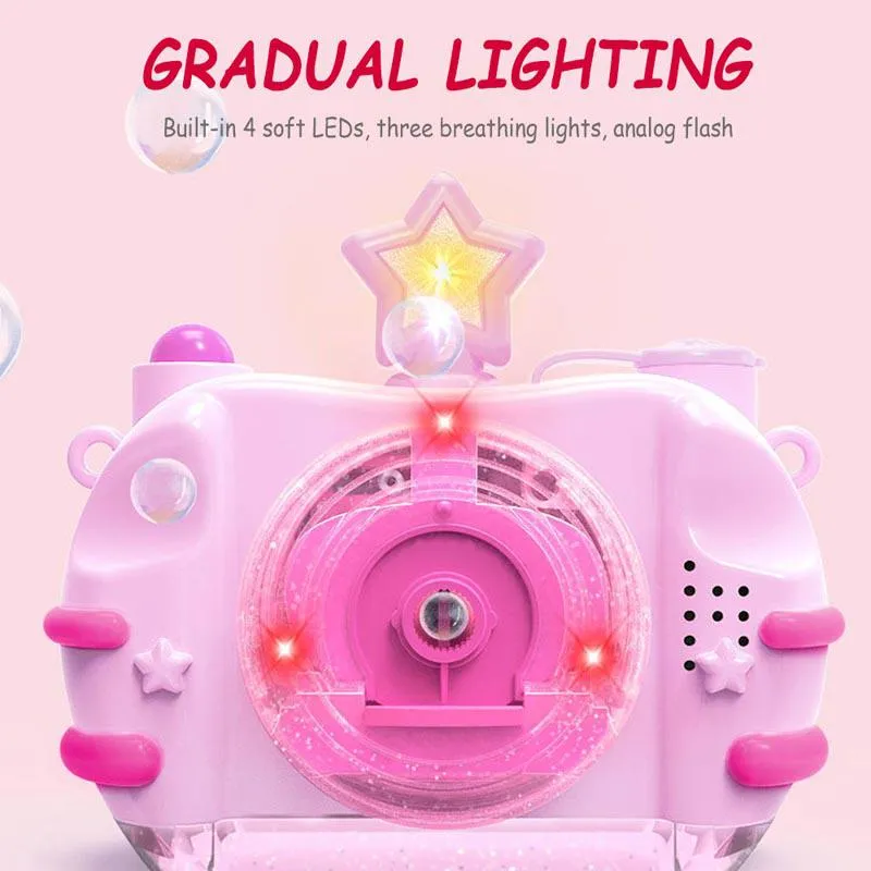Children Blowing Bubble Toys With Music Light Automatic Bubble Camera Toy