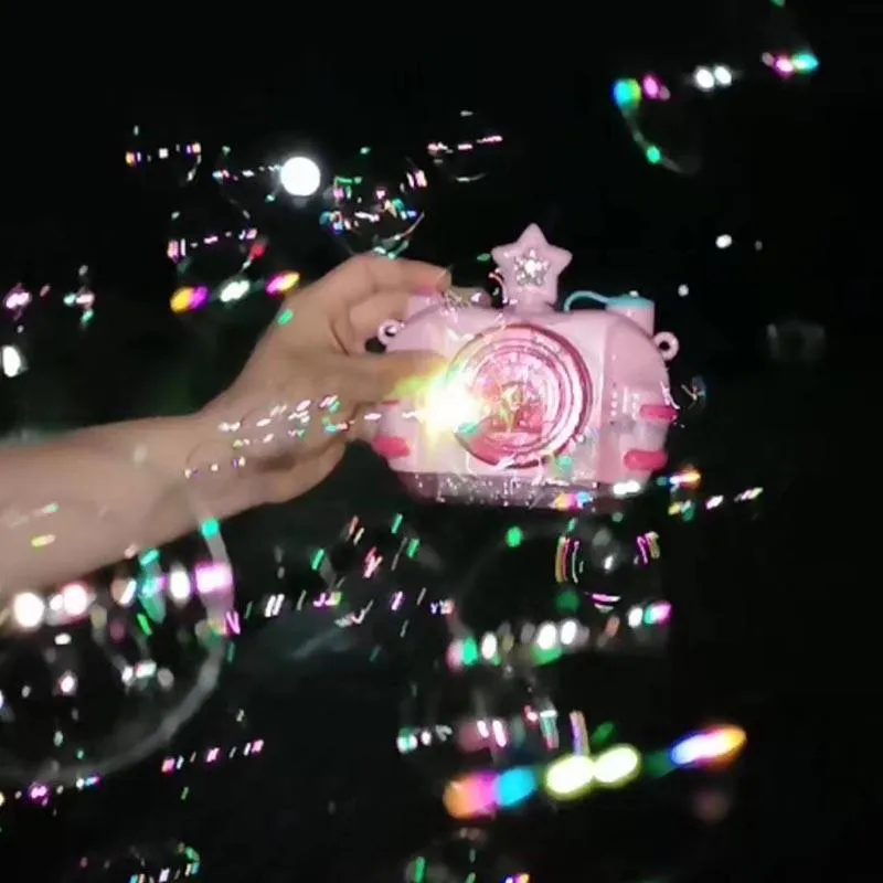 Children Blowing Bubble Toys With Music Light Automatic Bubble Camera Toy
