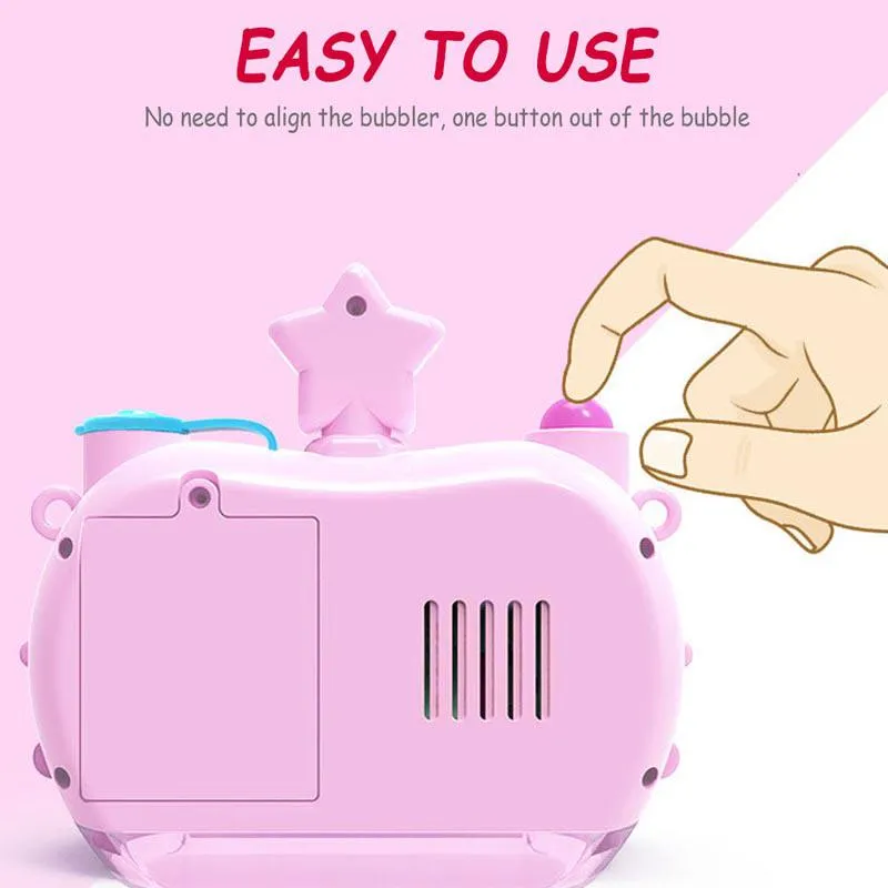 Children Blowing Bubble Toys With Music Light Automatic Bubble Camera Toy