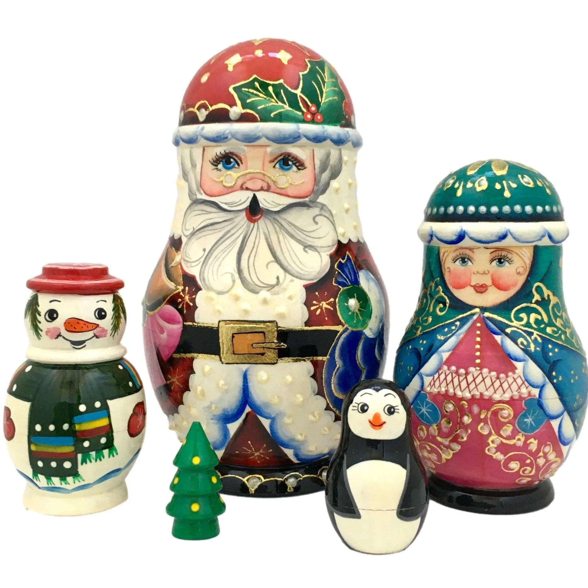 Christmas Nesting Dolls Russian Santa Matryoshka Set