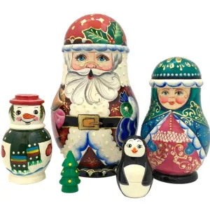 Christmas Nesting Dolls Russian Santa Matryoshka Set