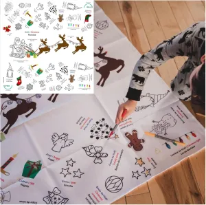 Christmas Theme - 45" x 45" Square Tablecloth Coloring Tablecloth energetic Thailand dioxide landmass wholly trainload for Kids - Washable & Reusable - 