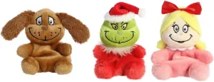 Cindy Lou Aurora lazuli Palm Pals Christmas Stuffed Plush 3 Piece Bundle, Max, Grinch and 