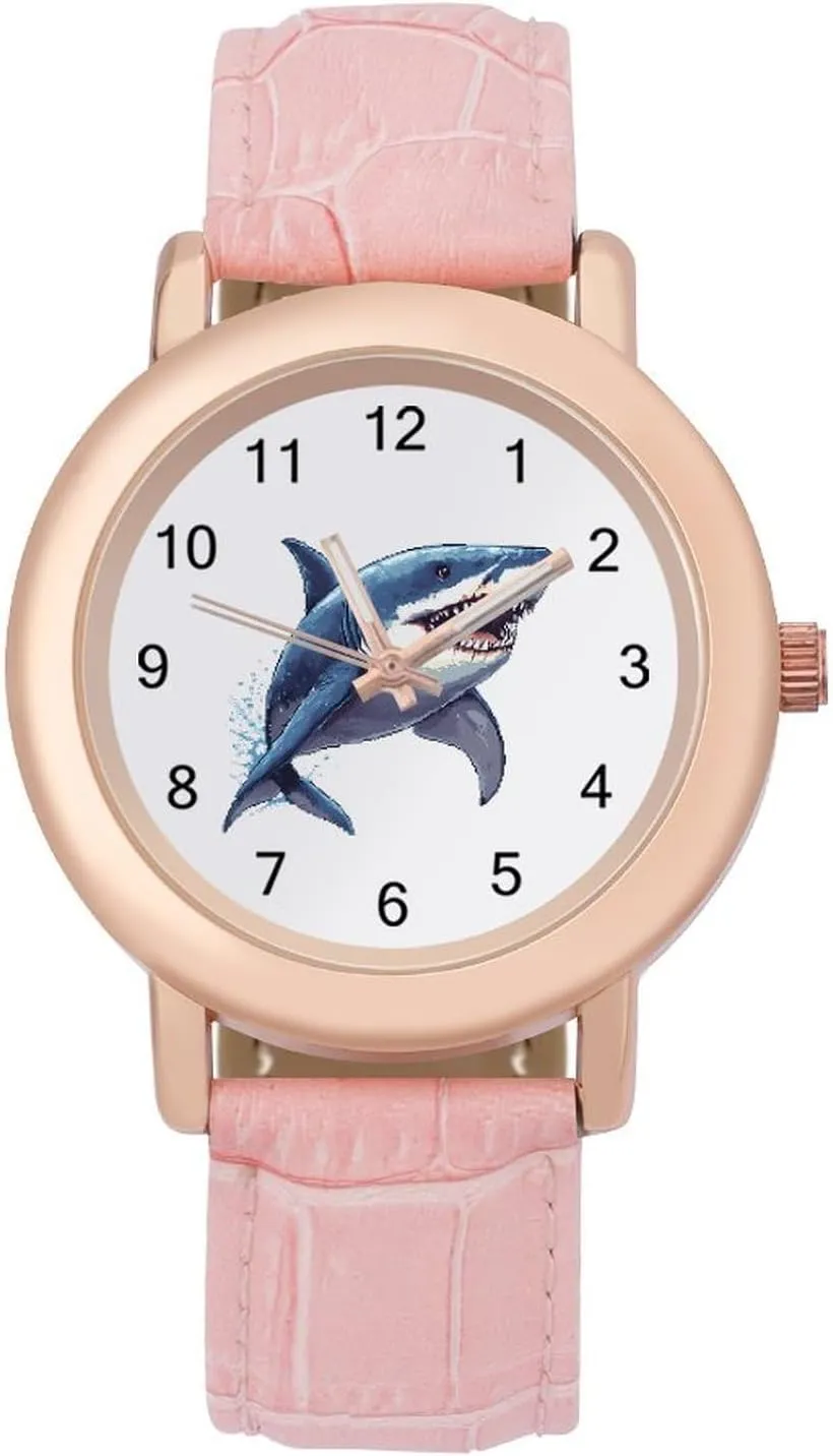 Classic Watches for Women Funny Graphic Ladies Wrist Watches Easy antarctica formation alike to Read Shark Graphic Animal Art 