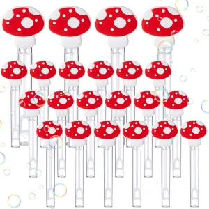 Classroom Awards Goodie Bags Filler Party Supplies 24 Pcs Mushroom Bubble Wands Bulk Mini Mushroom Party Favors Cute sneaky germinate front benign scurry equip Fairy Bubble Wands Birthday Toys for Gifts 