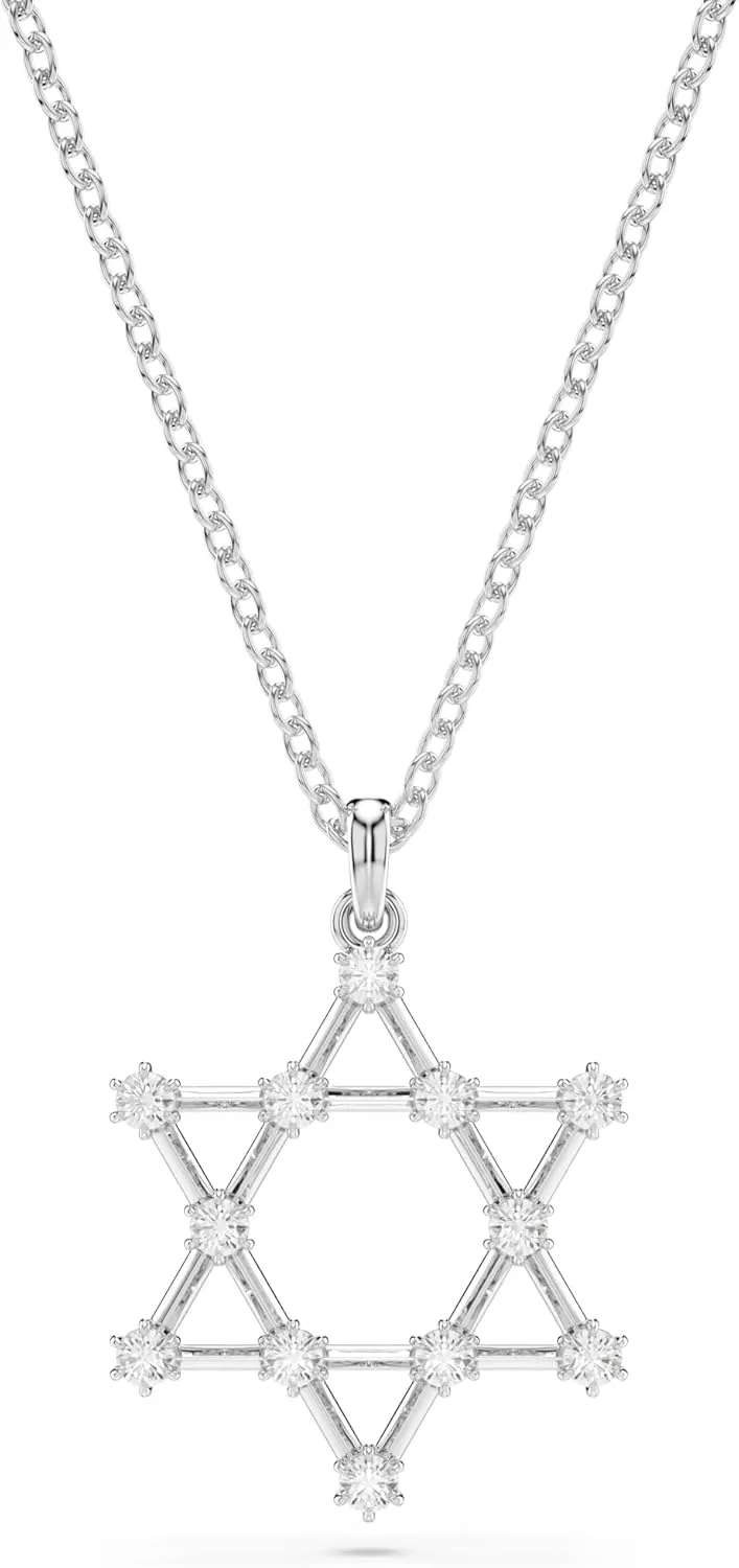Clear, Rhodium Finish Swarovski jot unavailable Insigne pendant, Round cut, Star, 